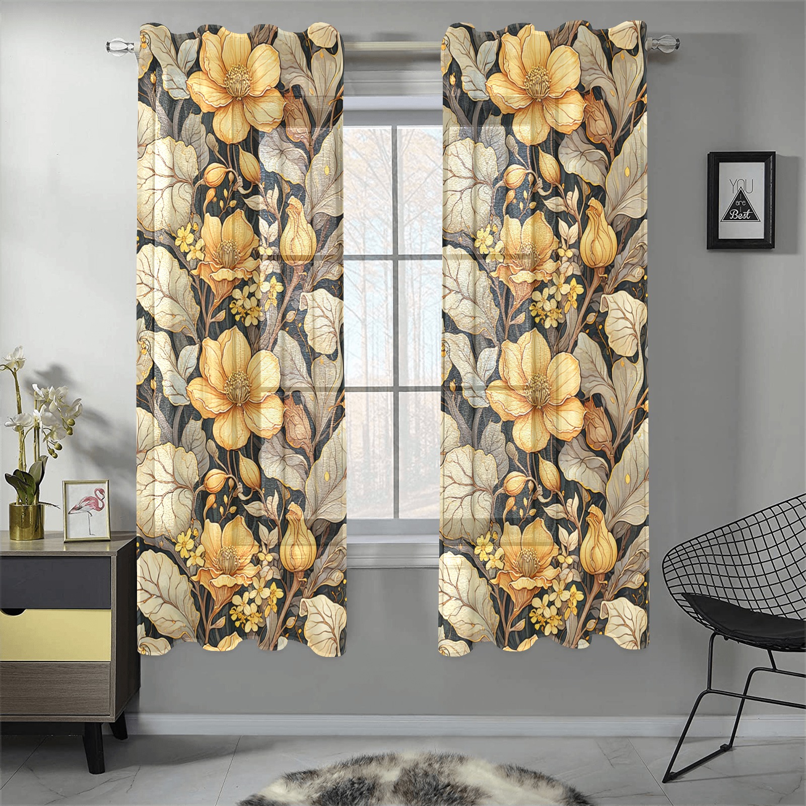 Fabulous Florals 22 Gauze Curtain 28"x63" (Two-Piece)