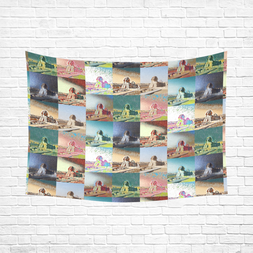 The Sphinx, Giza, Egypt Collage Cotton Linen Wall Tapestry 80"x 60"