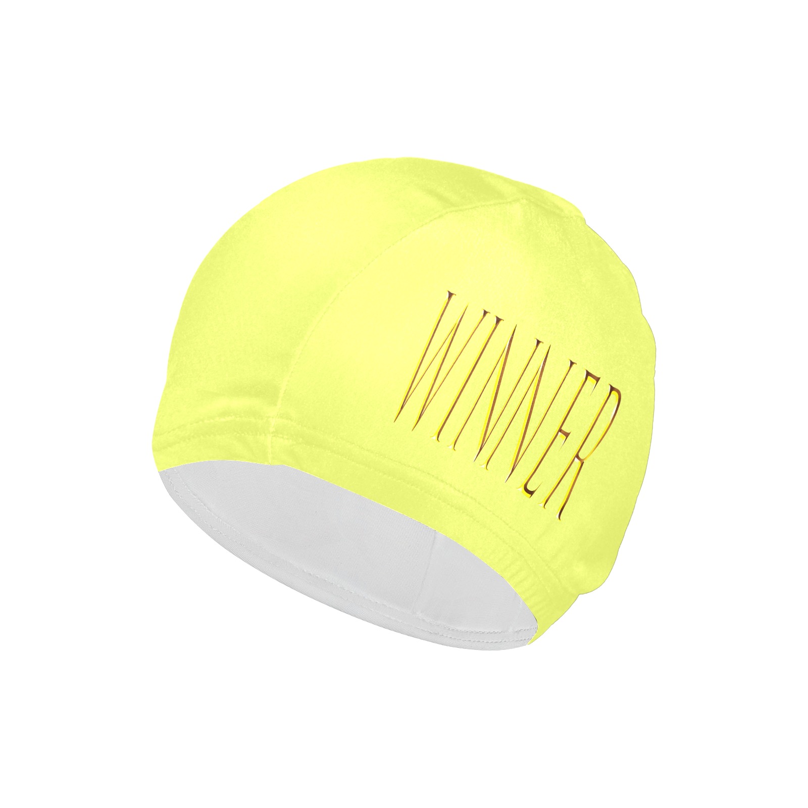 WINNER Gold Text on Yellow Swim Cap ID D6001799