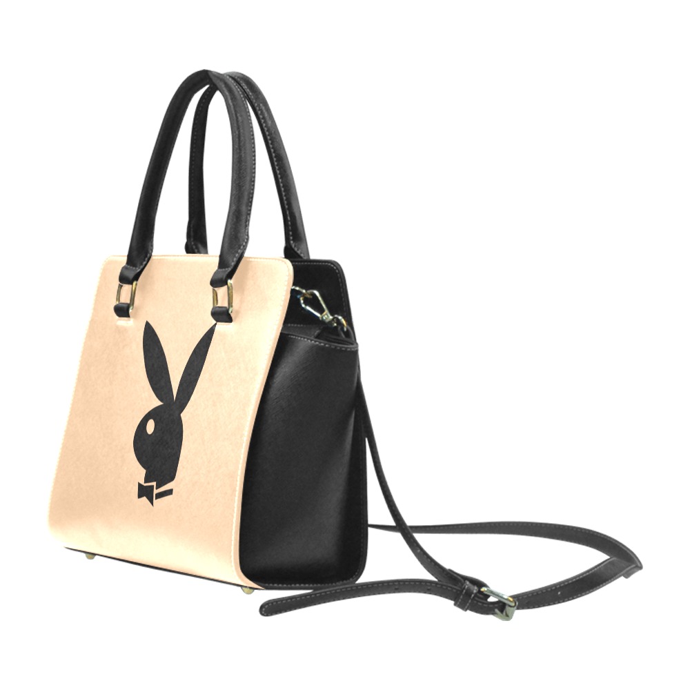 free-vector-playboy-bunny-logo_090362_Playboy_bunny_logo Rivet Shoulder Handbag (Model 1645)