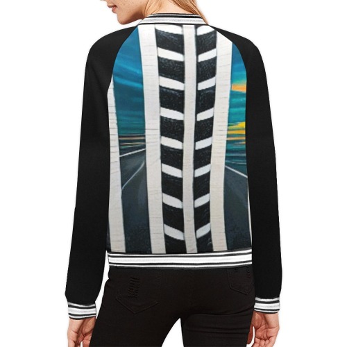 Tall building's All Over Print Bomber Jacket for Women (Model H21)
