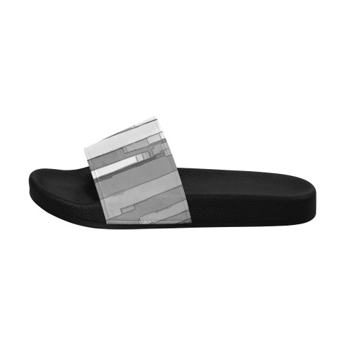 Greyscale Abstract B&W Art Men's Slide Sandals (Model 057)