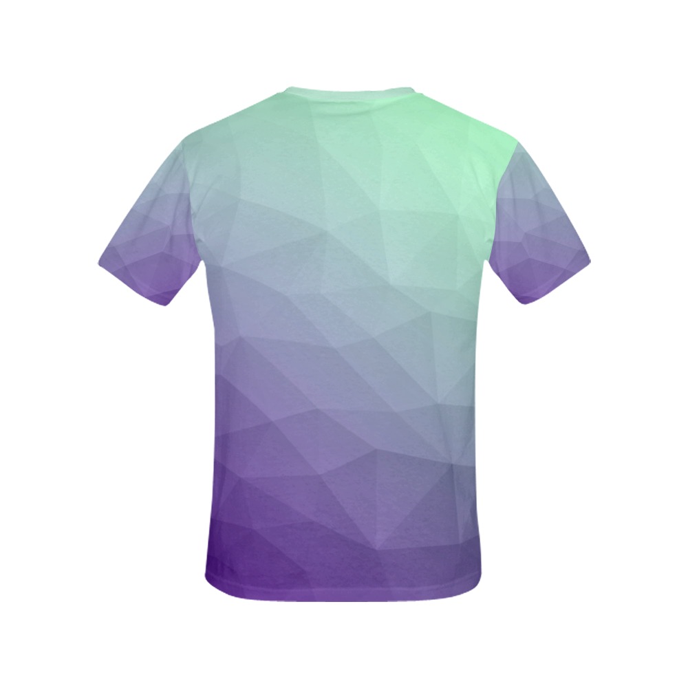 Purple green ombre gradient geometric mesh pattern All Over Print T-Shirt for Women (USA Size) (Model T40)