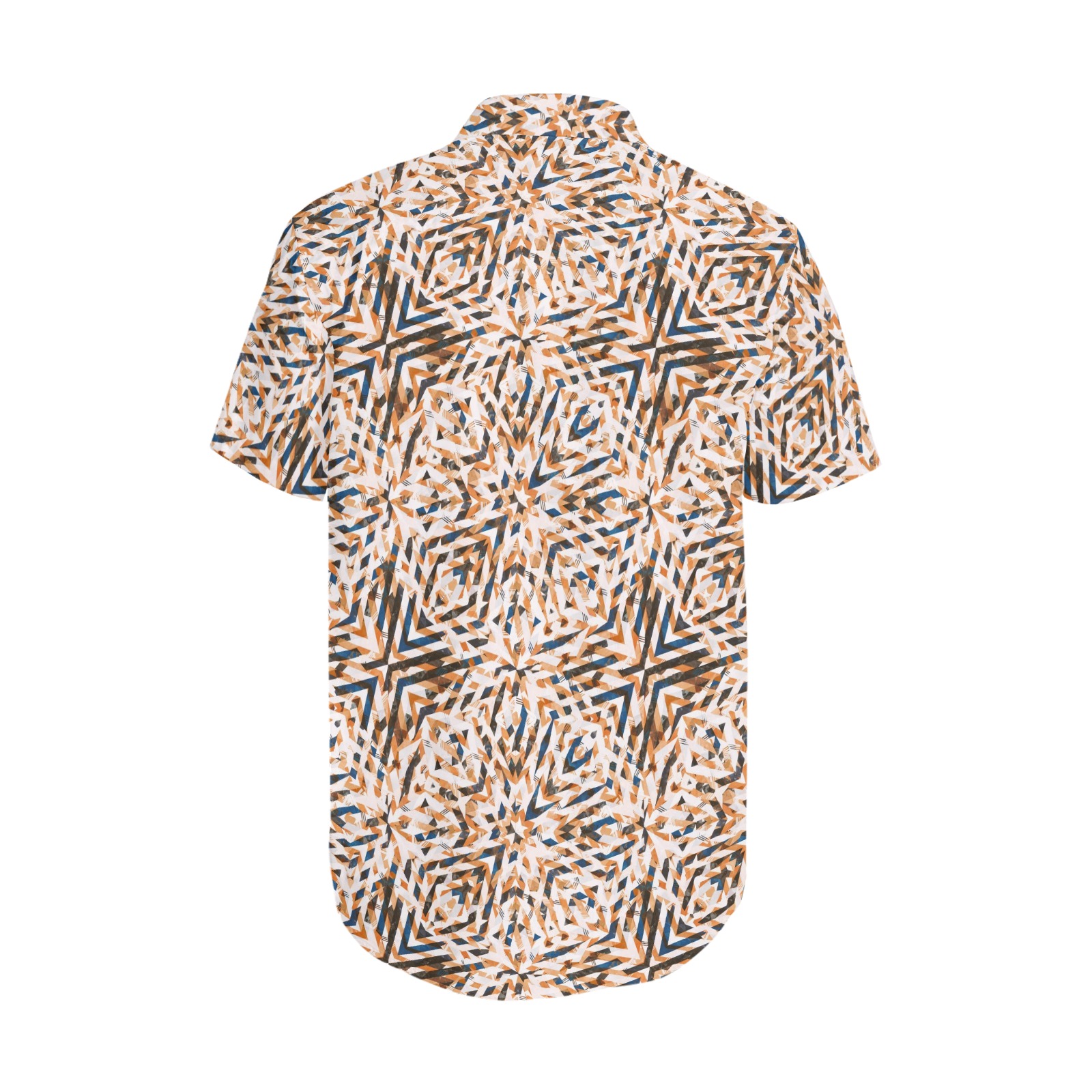 Geometric vintage mosaic 23 Men's Short Sleeve Shirt with Lapel Collar (Model T54)