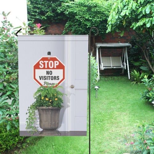 STOP , No Visitors 5 Garden Flag 12‘’x18‘’(Twin Sides)
