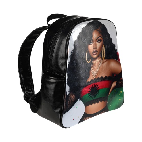 Black Woman Backpack 2 Multi-Pockets Backpack (Model 1636)