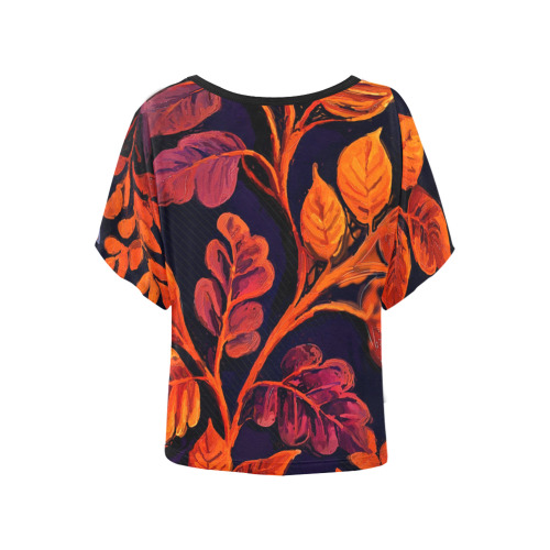 flowers botanic art (10) all over print tshirt Women's Batwing-Sleeved Blouse T shirt (Model T44)