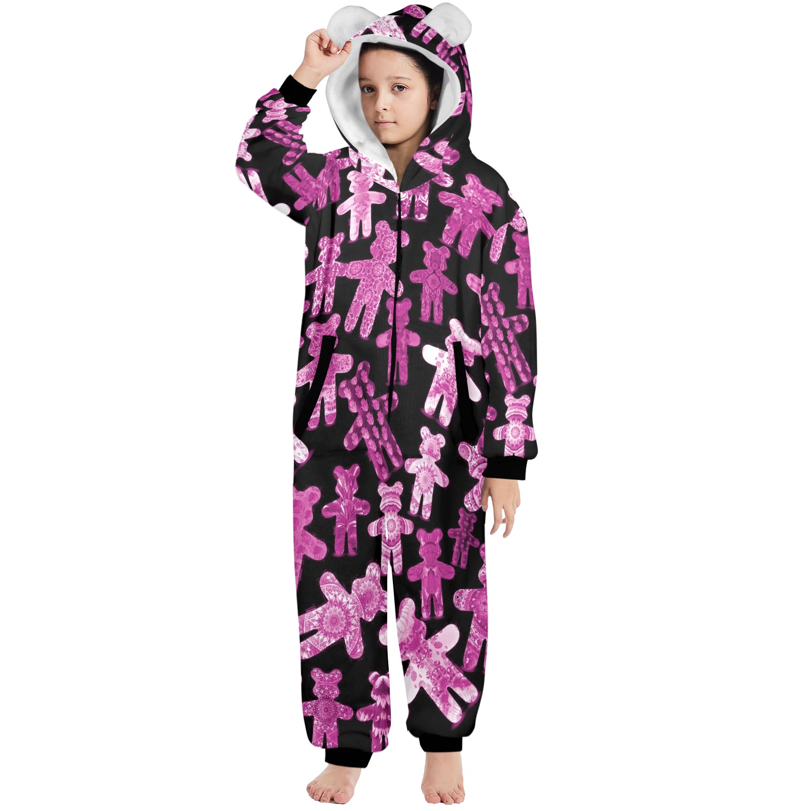 teddy bear assortiment 7 One-Piece Zip Up Hooded Pajamas for Big Kids
