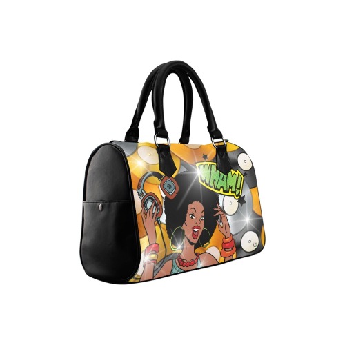 Fairlings Delight's Black Woman D.J. Boston Style Handbag 53086 Boston Handbag (Model 1621)