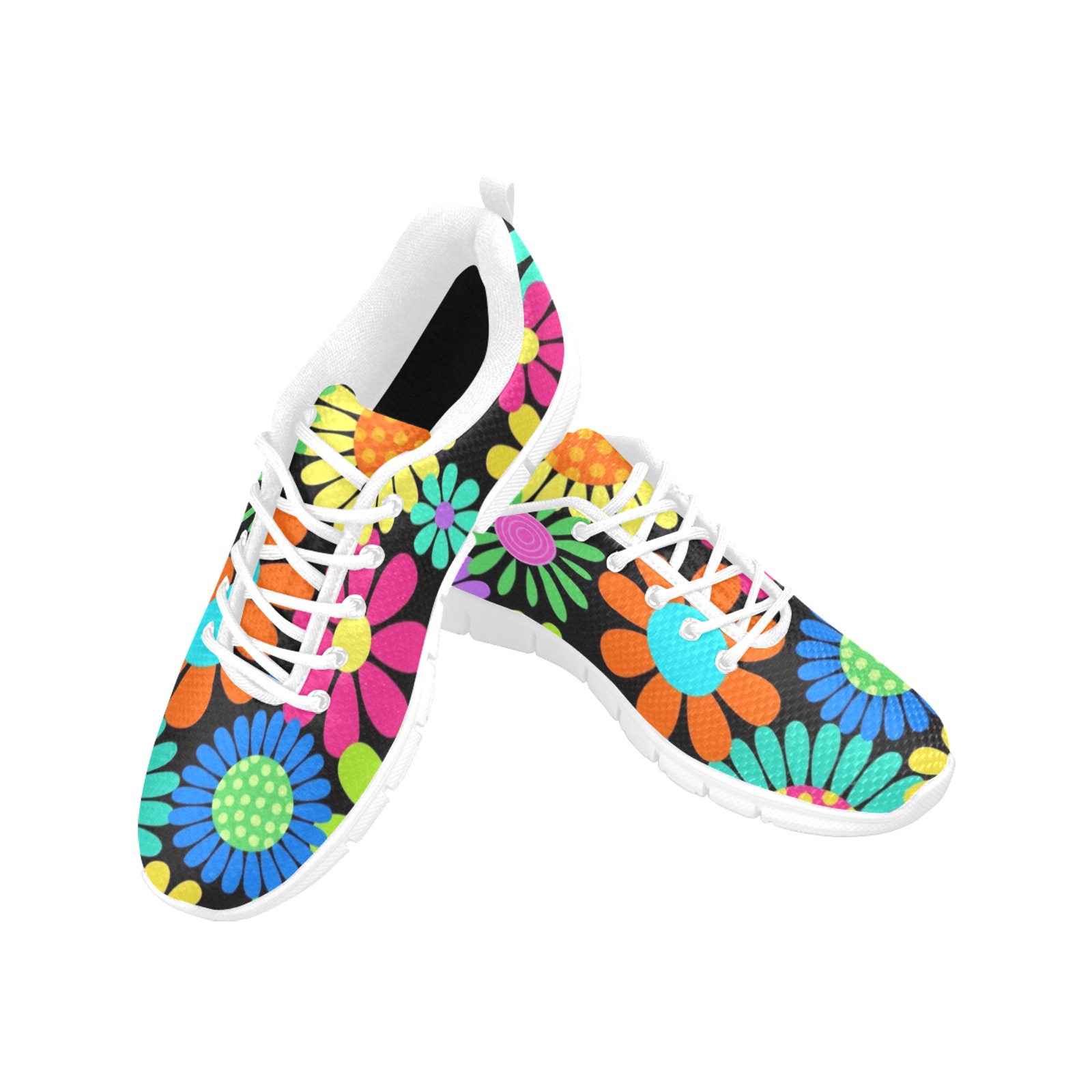 Flower Power - Retro Mod Hippie Women's Breathable Running Shoes (Model 055)