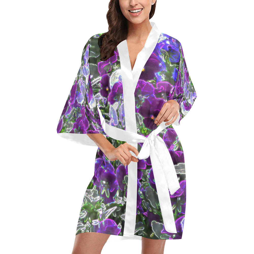 Field Of Purple Flowers 8420 Kimono Robe