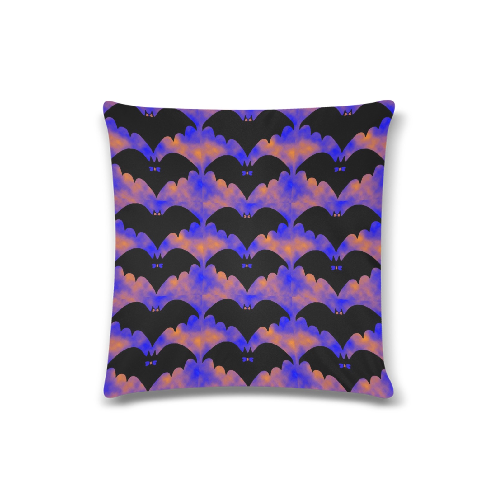 Bats And Bows Blue Orange Custom Zippered Pillow Case 16"x16"(Twin Sides)