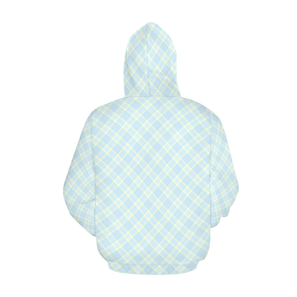 Pastel Baby Boy Plaid All Over Print Hoodie for Women (USA Size) (Model H13)