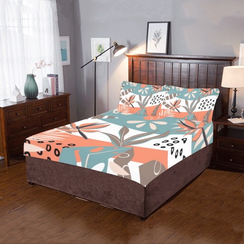 Colorful Tropical Pattern (7) 3-Piece Bedding Set
