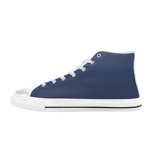 dk blu sp wht Men’s Classic High Top Canvas Shoes (Model 017)