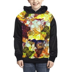 Graffiti Watercolor Markings - Black Sleeves Kids' All Over Print Hoodie (Model H38)