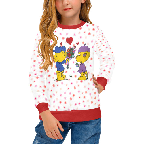 Ferald and Sahsha Ferret Girls' All Over Print Crew Neck Sweater (Model H49)