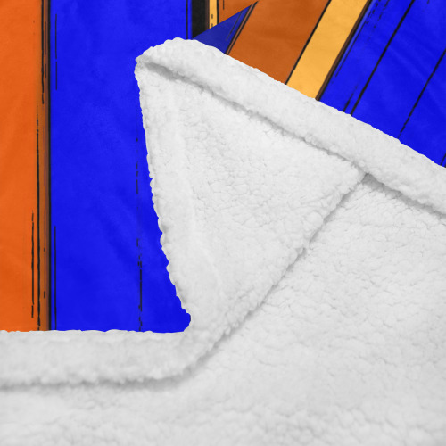 Abstract Blue And Orange 930 Double Layer Short Plush Blanket 50"x60"