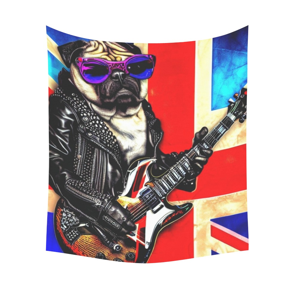 HEAVY ROCK PUG 2 Polyester Peach Skin Wall Tapestry 51"x 60"