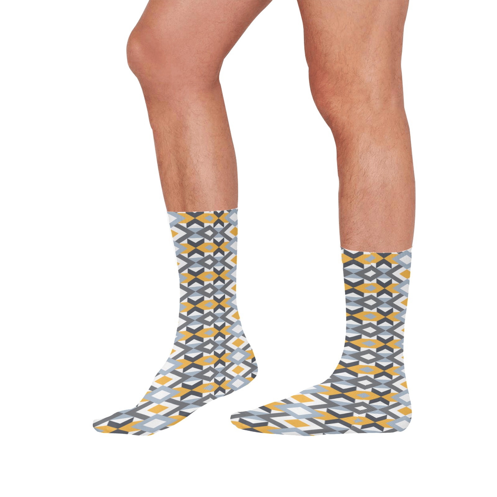 Retro Angles Abstract Geometric Pattern All Over Print Socks for Men