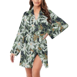 Spring garden tropical green 65R Women's Long Sleeve Belted Night Robe