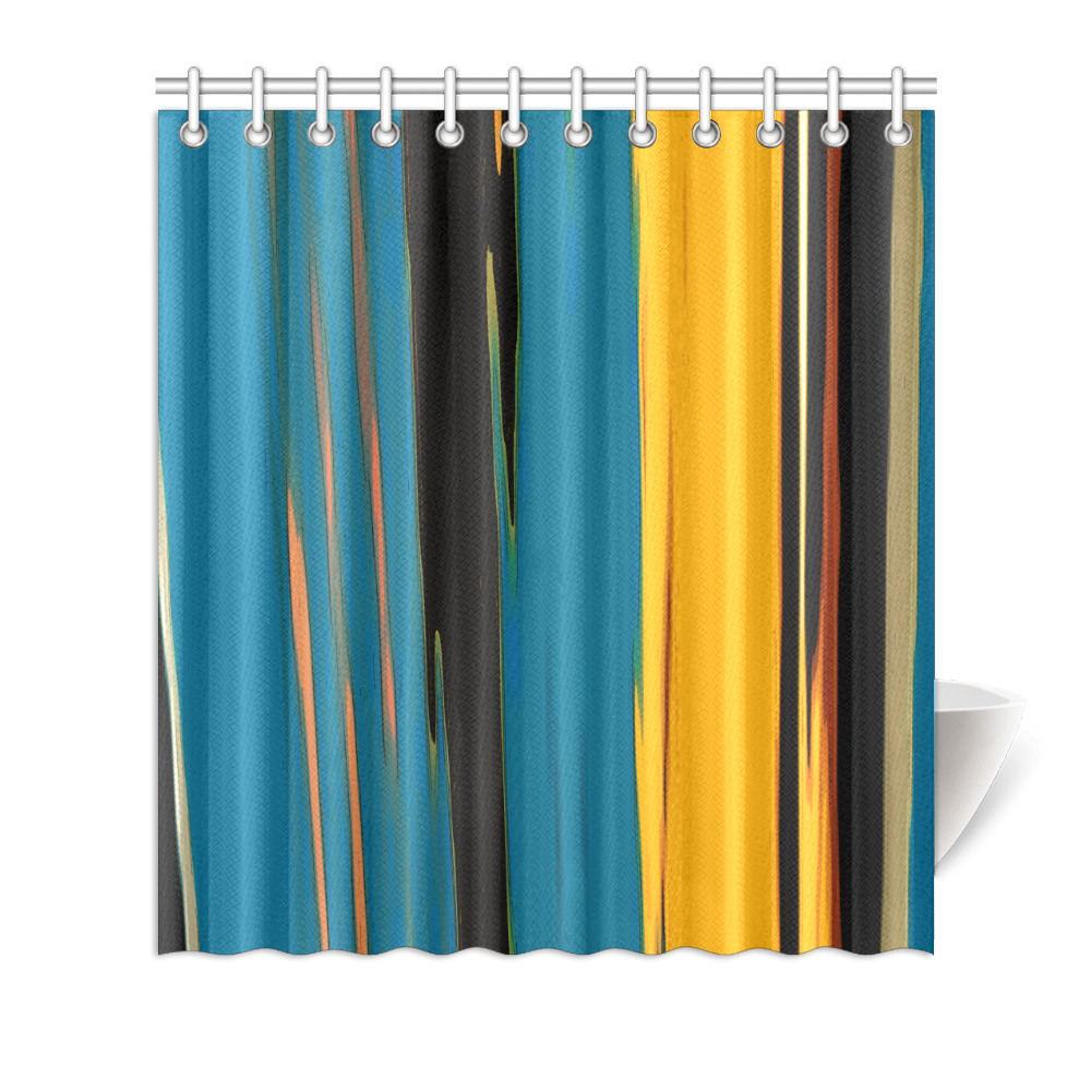 Black Turquoise And Orange Go! Abstract Art Shower Curtain 66"x72"