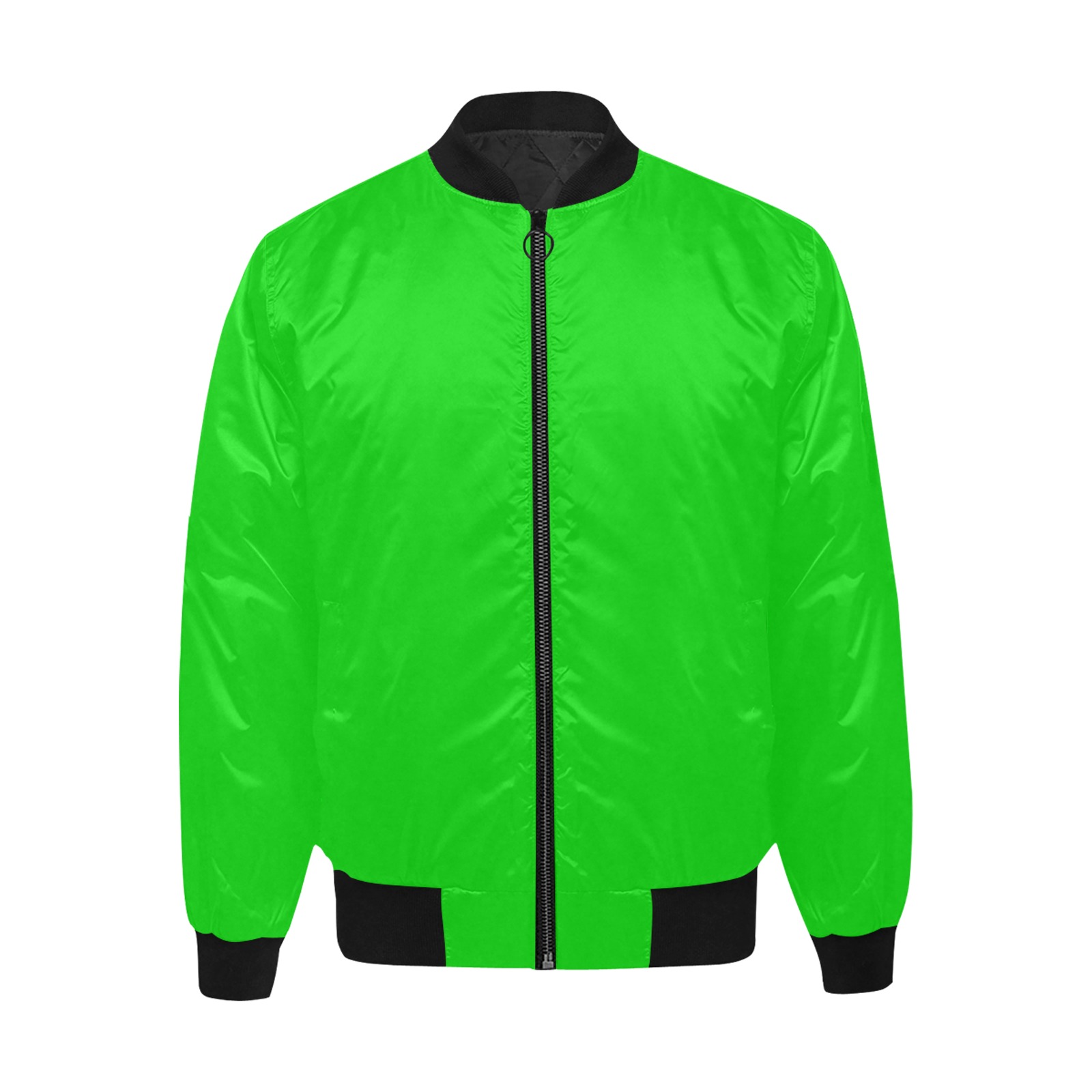 Merry Christmas Green Solid Color All Over Print Quilted Bomber Jacket for Men (Model H33)