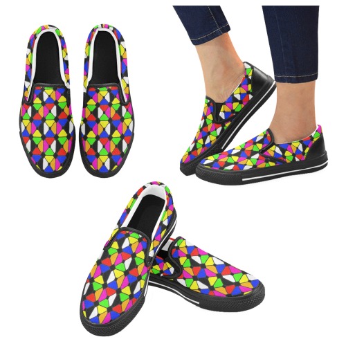 symmetrical pane b Slip-on Canvas Shoes for Kid (Model 019)