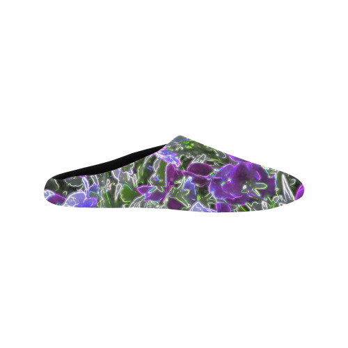 Field Of Purple Flowers 8420 Women's Non-Slip Cotton Slippers (Model 0602)