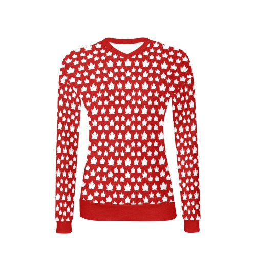 Cute Canada V-Neck Sweatshirts Women's All Over Print V-Neck Sweater (Model H48)
