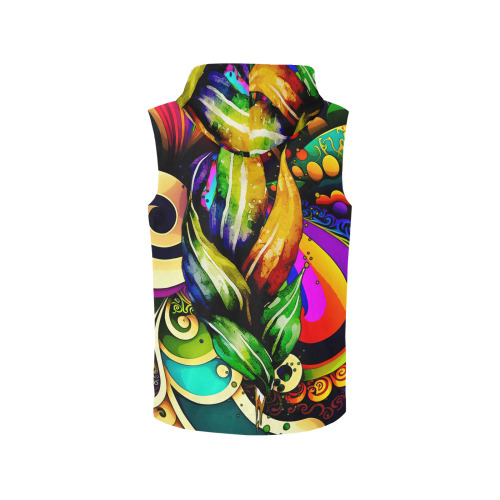 Mardi Gras Colorful New Orleans All Over Print Sleeveless Zip Up Hoodie for Women (Model H16)