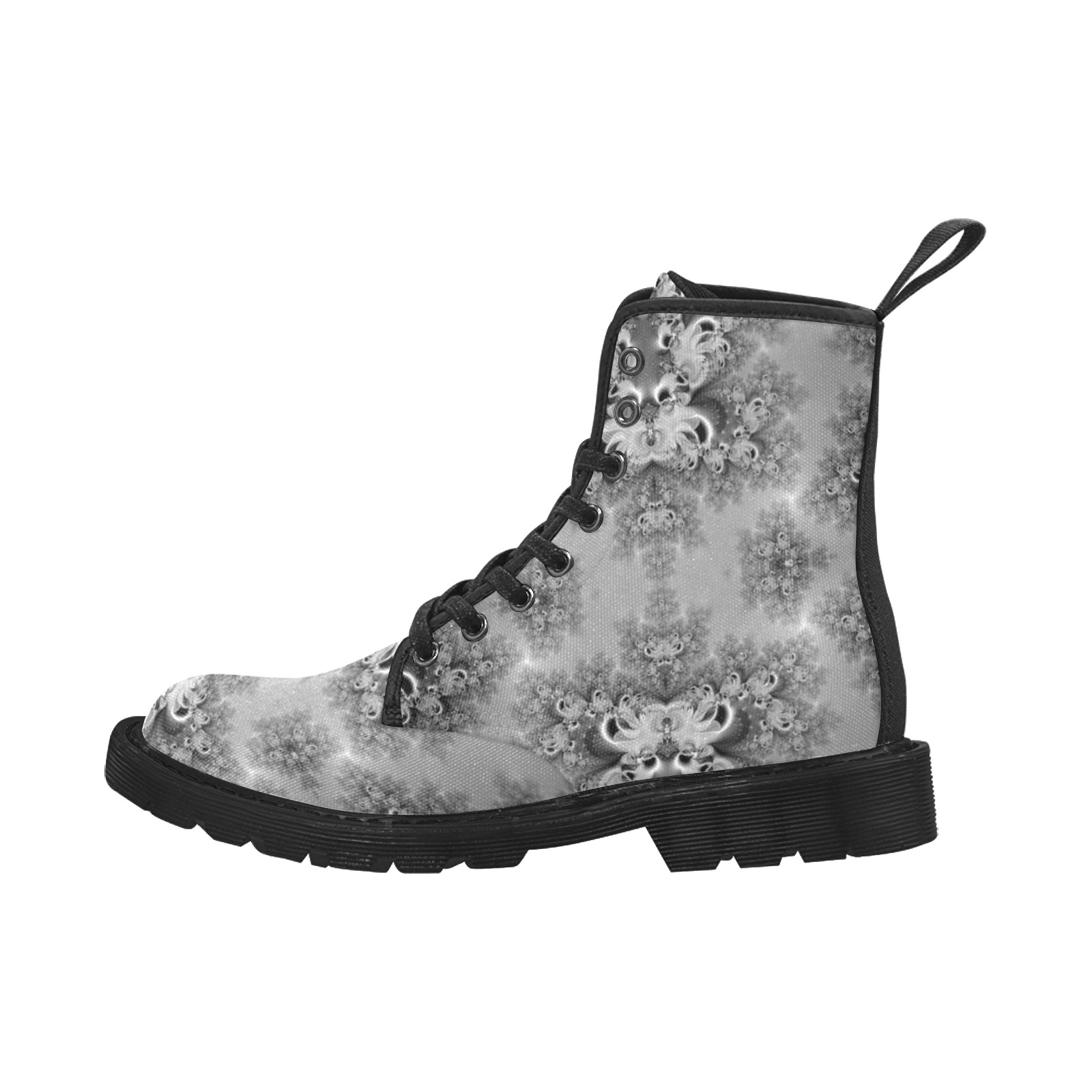 Cloudy Day in the Garden Frost Fractal Martin Boots for Women (Black) (Model 1203H)
