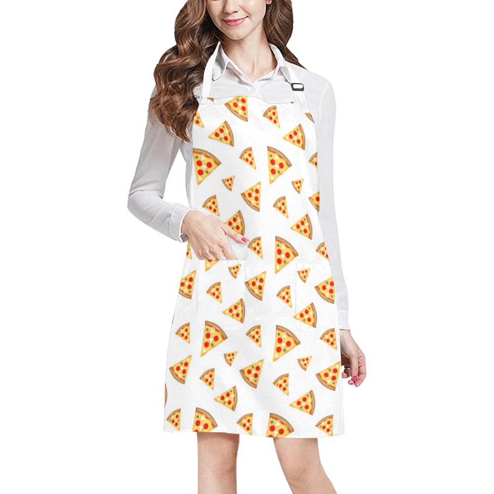 Cool and fun pizza slices pattern on white All Over Print Apron