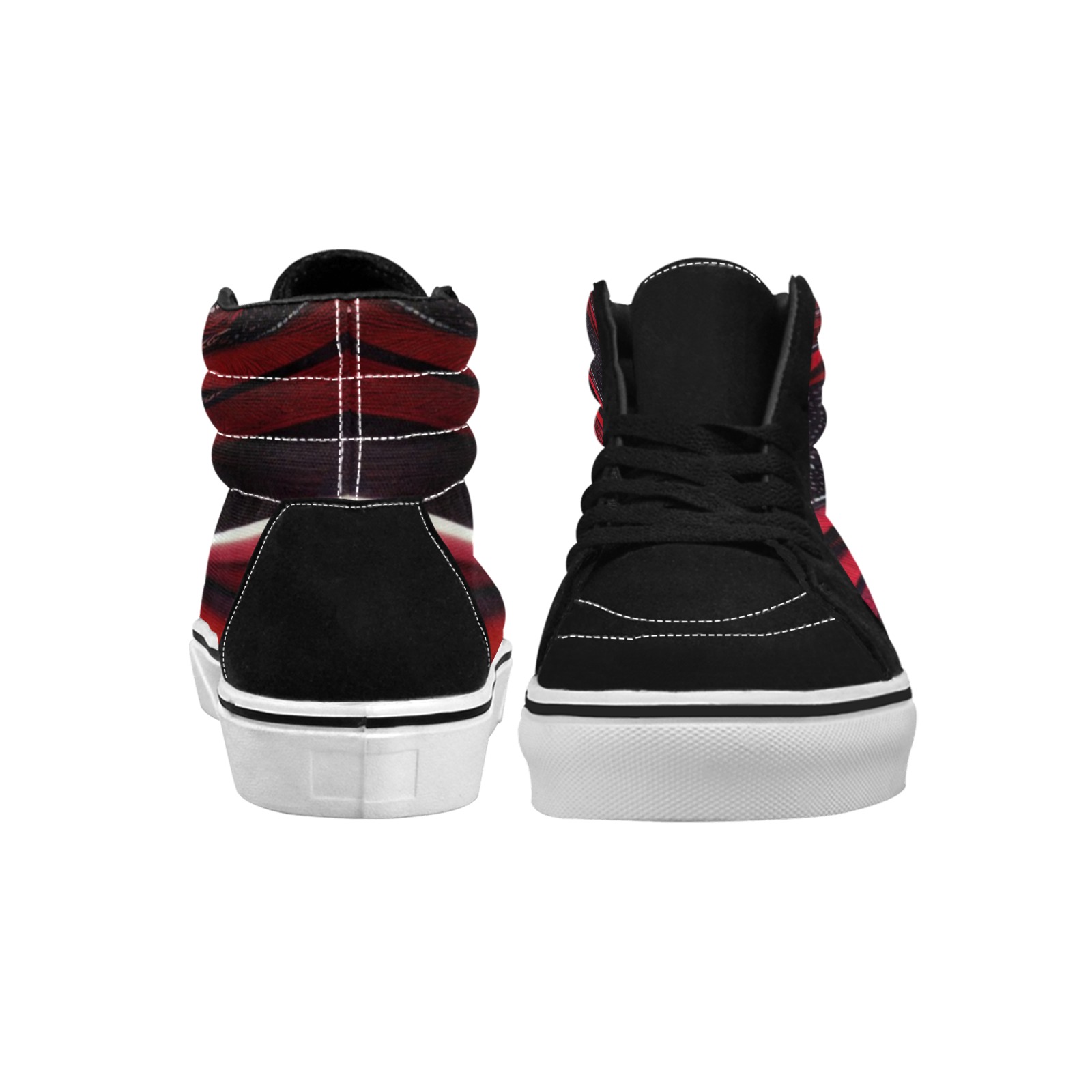 red and black wave's #3 Men's High Top Skateboarding Shoes (Model E001-1)