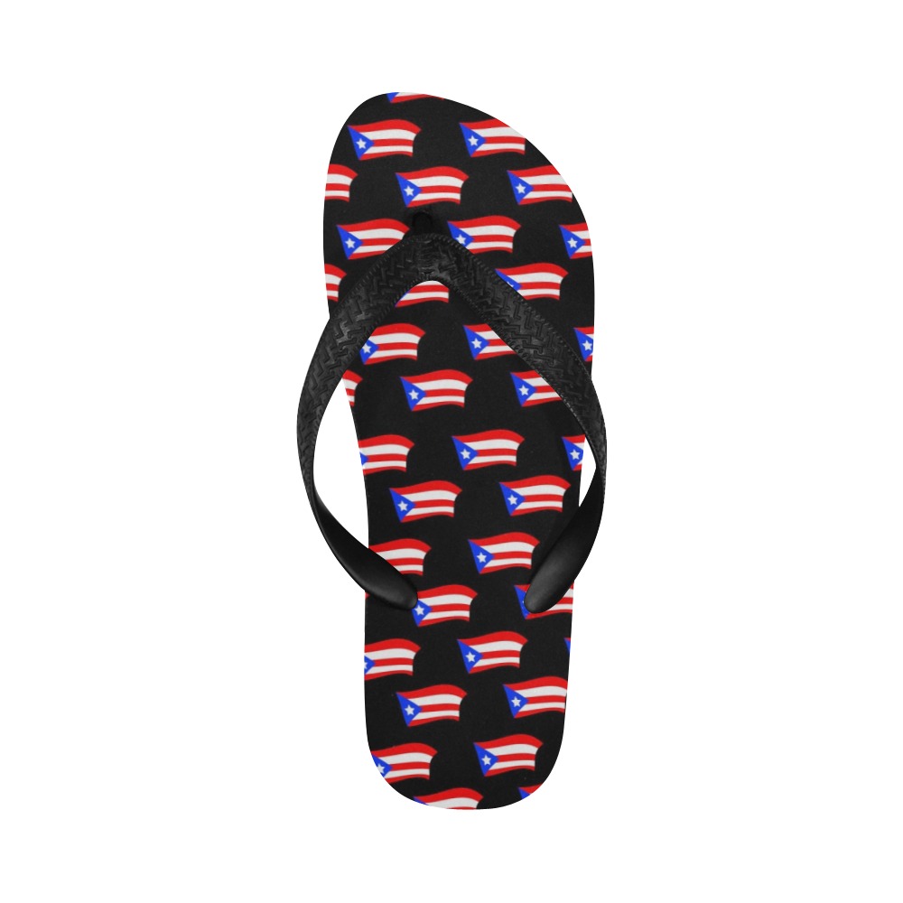 Puerto Rican Flags Black Flip Flops for Men/Women (Model 040)