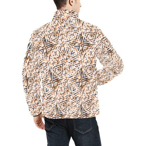 Geometric vintage mosaic 23 Men's Stand Collar Padded Jacket (Model H41)