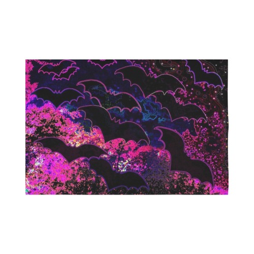 Bats In Flight Neon Pink Polyester Peach Skin Wall Tapestry 90"x 60"