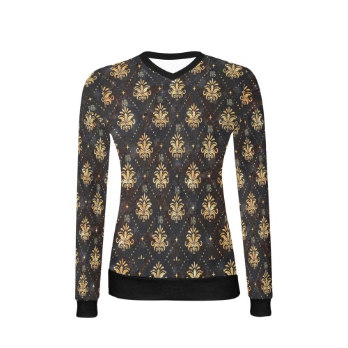Royal Pattern by Nico Bielow Women's All Over Print V-Neck Sweater (Model H48)