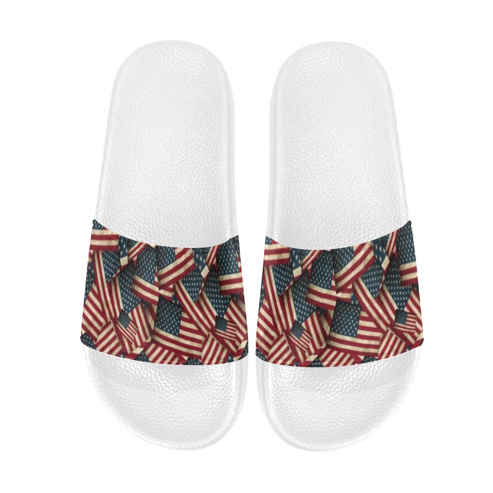 Patriotic USA American Flag Art Women's Slide Sandals (Model 057)