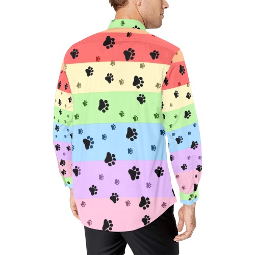Rainbow Paws by Fetishworld Men's All Over Print Casual Dress Shirt (Model T61)