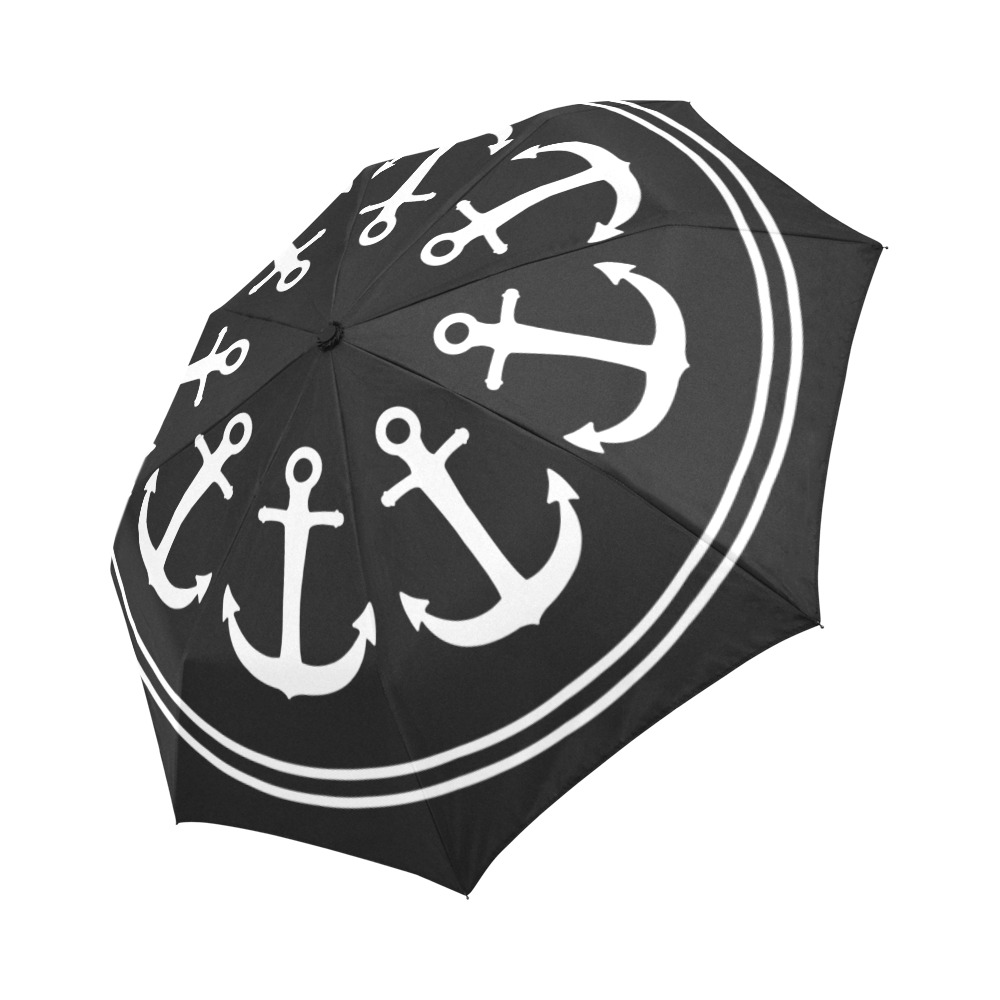 Anchors on Black AutoFoldable Umbrella (Model U04) ID D6166612