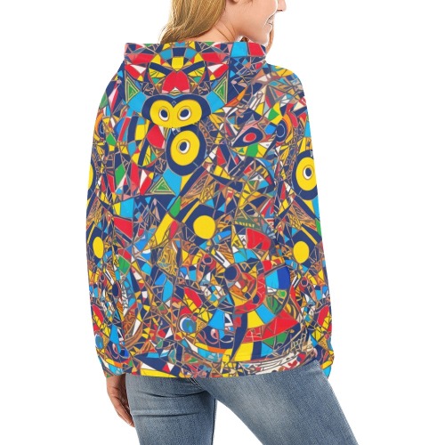Modernist version of an African themed pattern. All Over Print Hoodie for Women (USA Size) (Model H13)