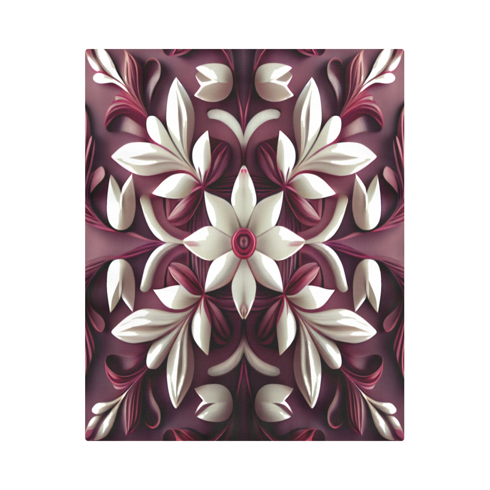 burgundy and white floral pattern Duvet Cover 86"x70" ( All-over-print)