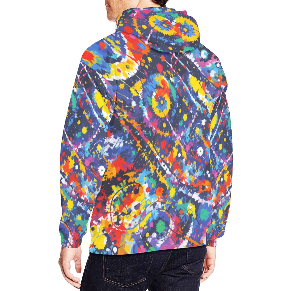 Cool futuristic colorful tie-dye abstract art. All Over Print Hoodie for Men (USA Size) (Model H13)