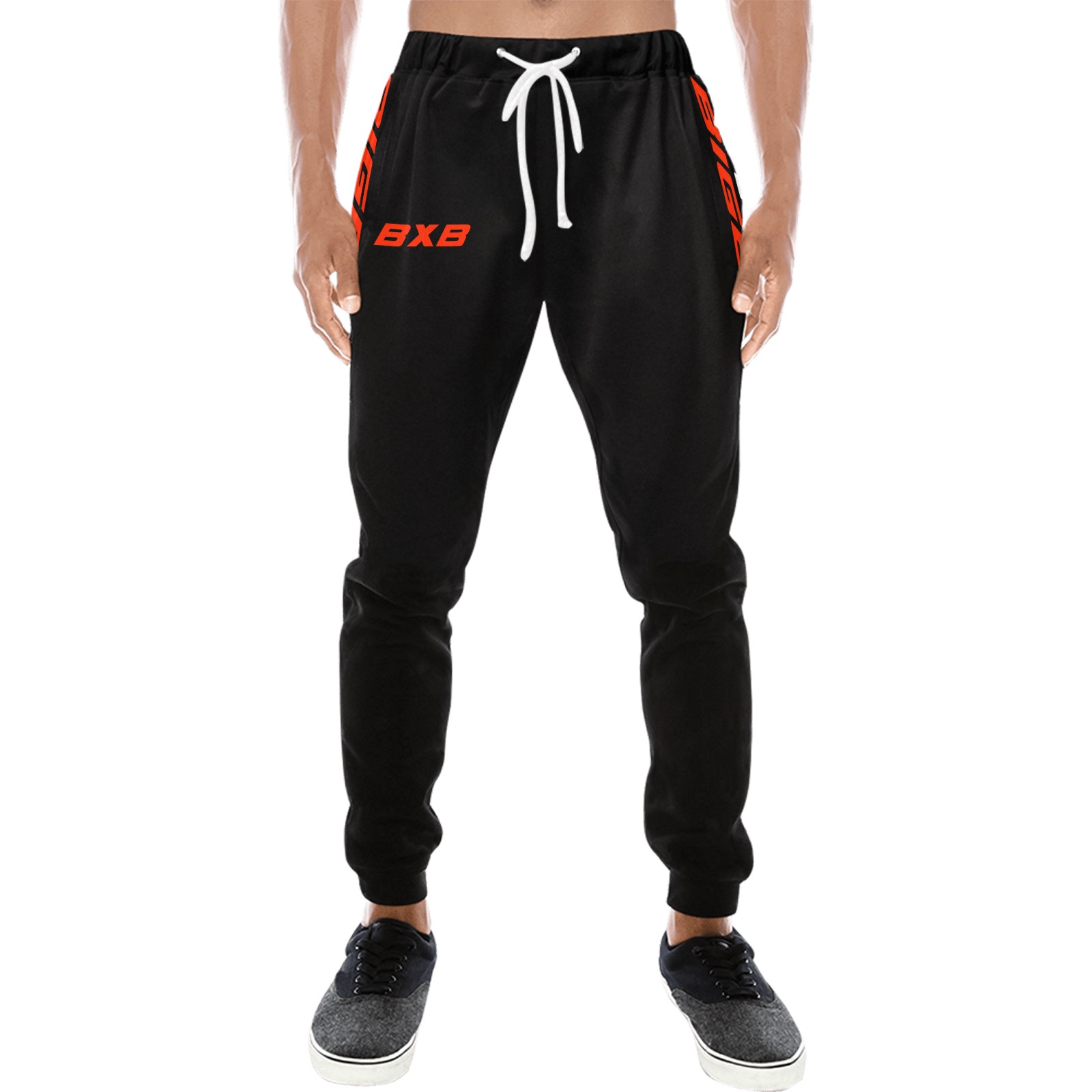 BXB SWEATS BLK WYT STRING Men's All Over Print Sweatpants (Model L11)