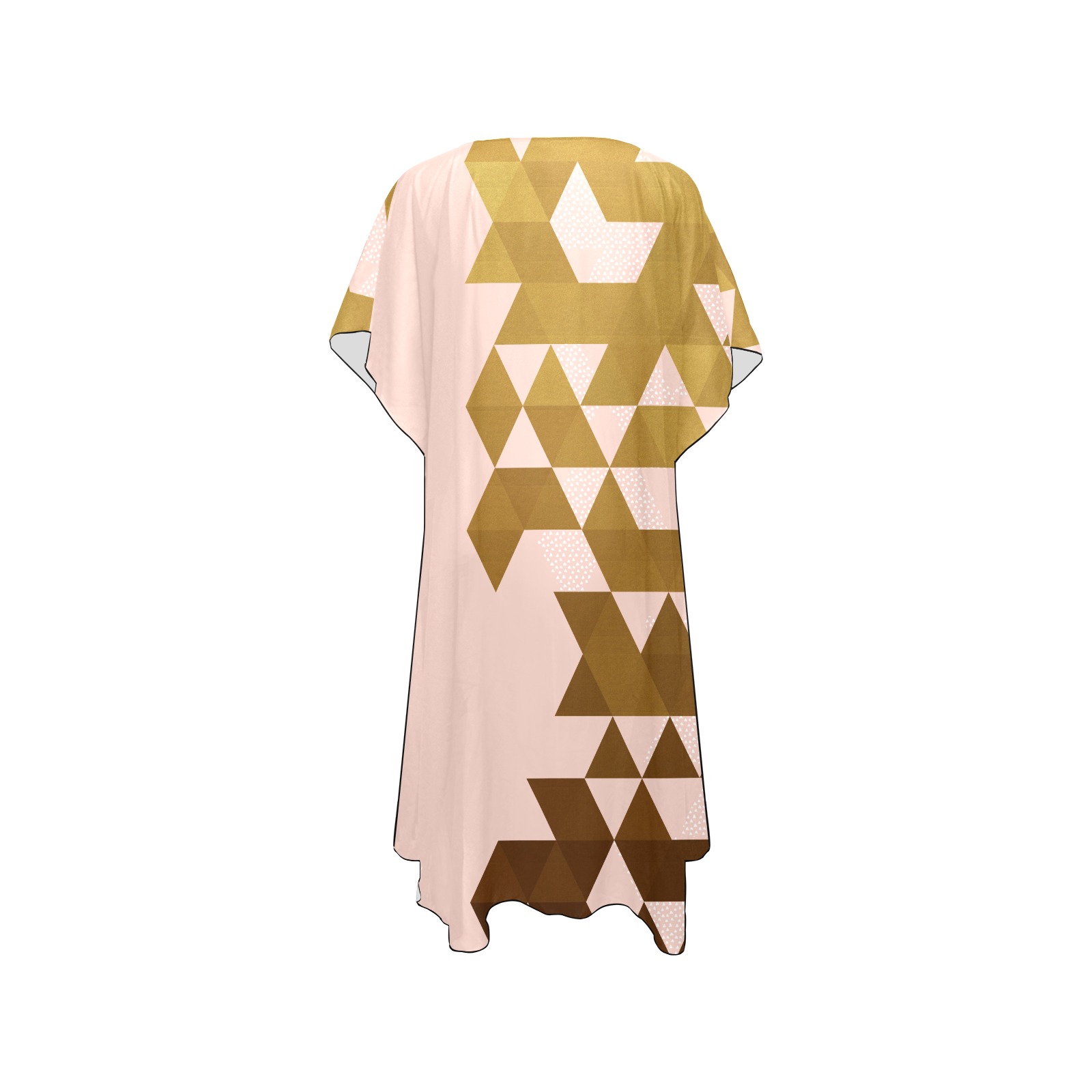 Mosaic of golden triangles Mid-Length Side Slits Chiffon Cover Ups (Model H50)