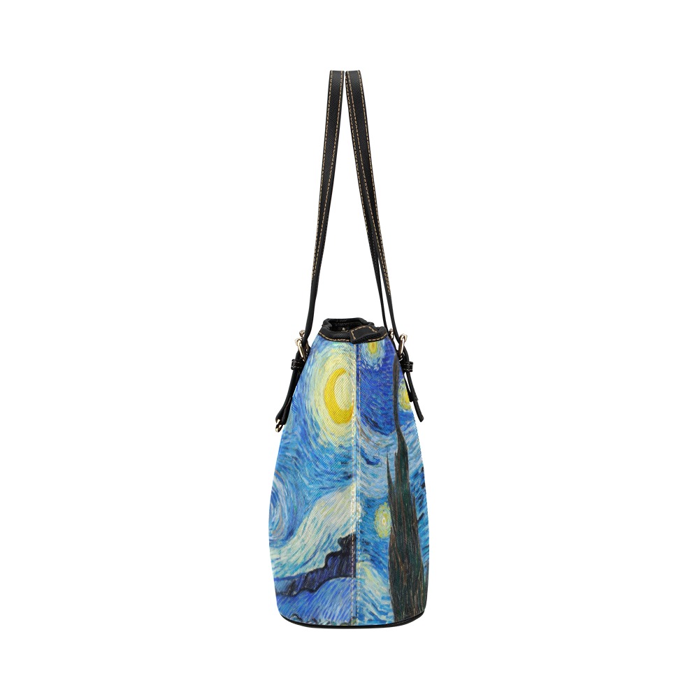Vincent van Gogh: The Starry Night | Leather Tote Bag/Small (Model 1651)
