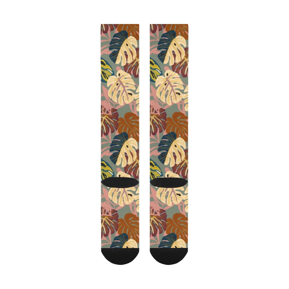 Modern leaves tropical K Over-The-Calf Socks