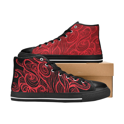 Graffiti Red - Double Sided Men’s Classic High Top Canvas Shoes (Model 017)