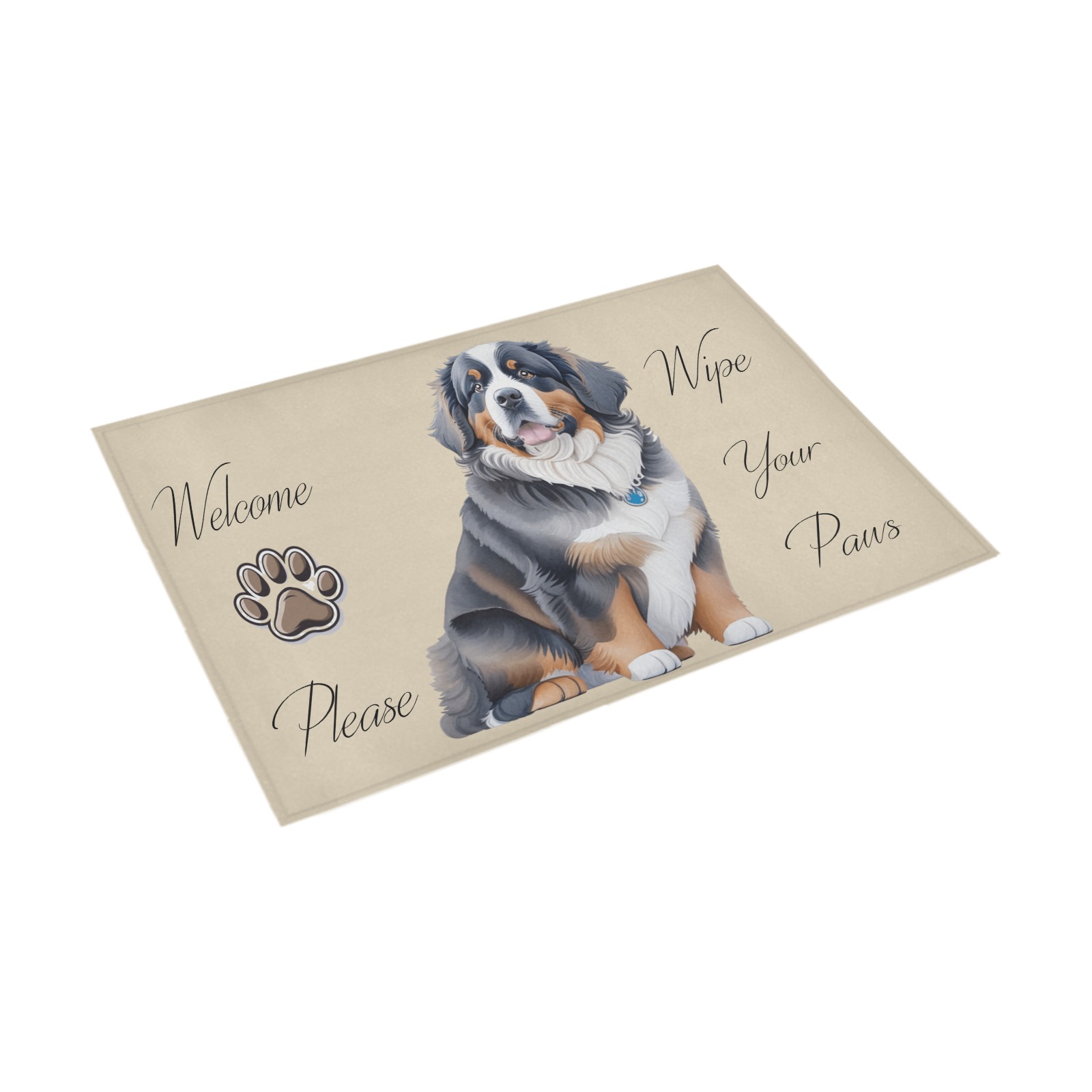 Bernese Mountain Dog Please Wipe Your Paws Azalea Doormat 30" x 18" (Sponge Material)
